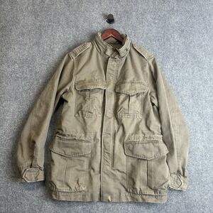 Gap‎ Military Field Jacket Mens Small Olive Green Cotton M65 Utility Cargo Army